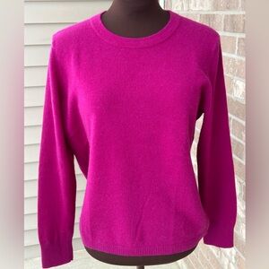 LANDS END sLP 💯cashmere crewneck-LOOKS NEW-Rich magenta-super soft-great quality